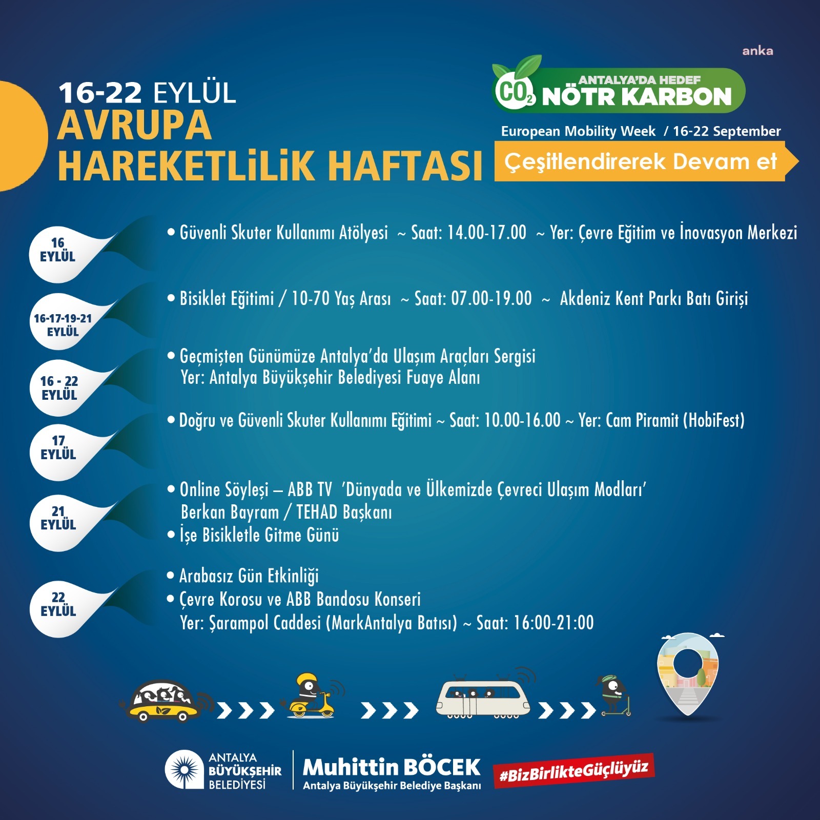 ANTALYA’DA “AVRUPA HAREKETLİLİK HAFTASI” 16-22 EYLÜL’DE KUTLANACAK