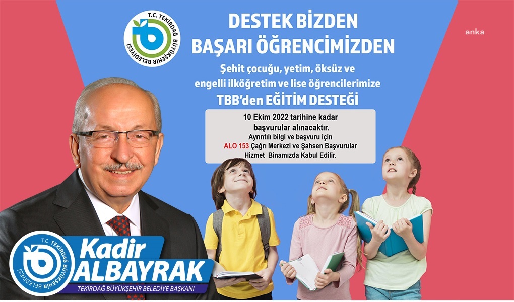 TEKİRDAĞ BÜYÜKŞEHİR BELEDİYESİ’NDEN EĞİTİM DESTEĞİ PROJESİ