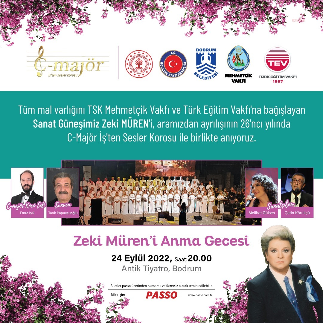 ZEKİ MÜREN, ÖLÜMÜNÜN 26. YILINDA BODRUM'DA ANILACAK