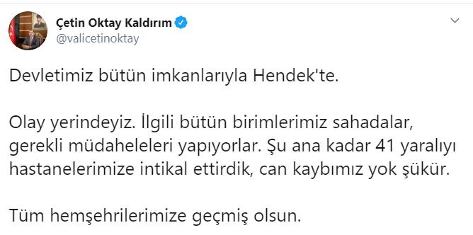 SAKARYA VALİSİ KALDIRIM: 41 YARALIYI HASTANELERİMİZE İNTİKAL ETTİRDİK