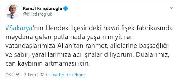 KILIÇDAROĞLU: DUALARIMIZ CAN KAYBININ ARTMAMASI İÇİN