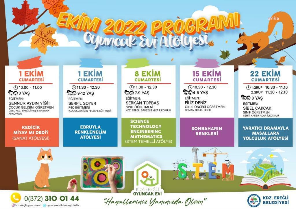 KDZ. EREĞLİ BELEDİYESİ OYUNCAK EVİ'NİN EKİM AYI PROGRAMI AÇIKLANDI