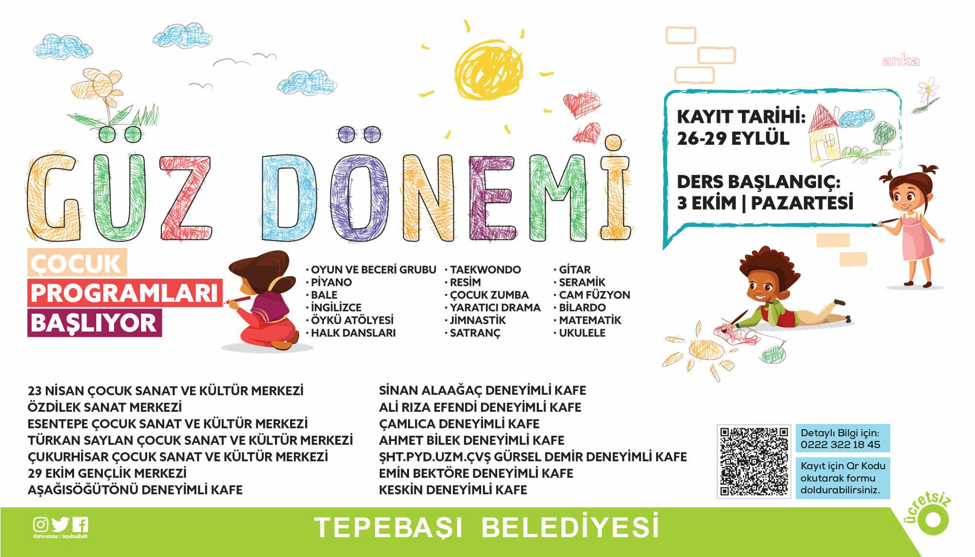 TEPEBAŞI’NDA GÜZ DÖNEMİ ÇOCUK PROGRAMLARI BAŞLIYOR