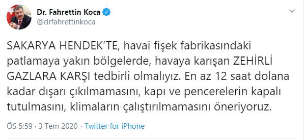 KOCA’DAN UYARI: ZEHİRLİ GAZLARA KARŞI TEDBİRLİ OLMALIYIZ