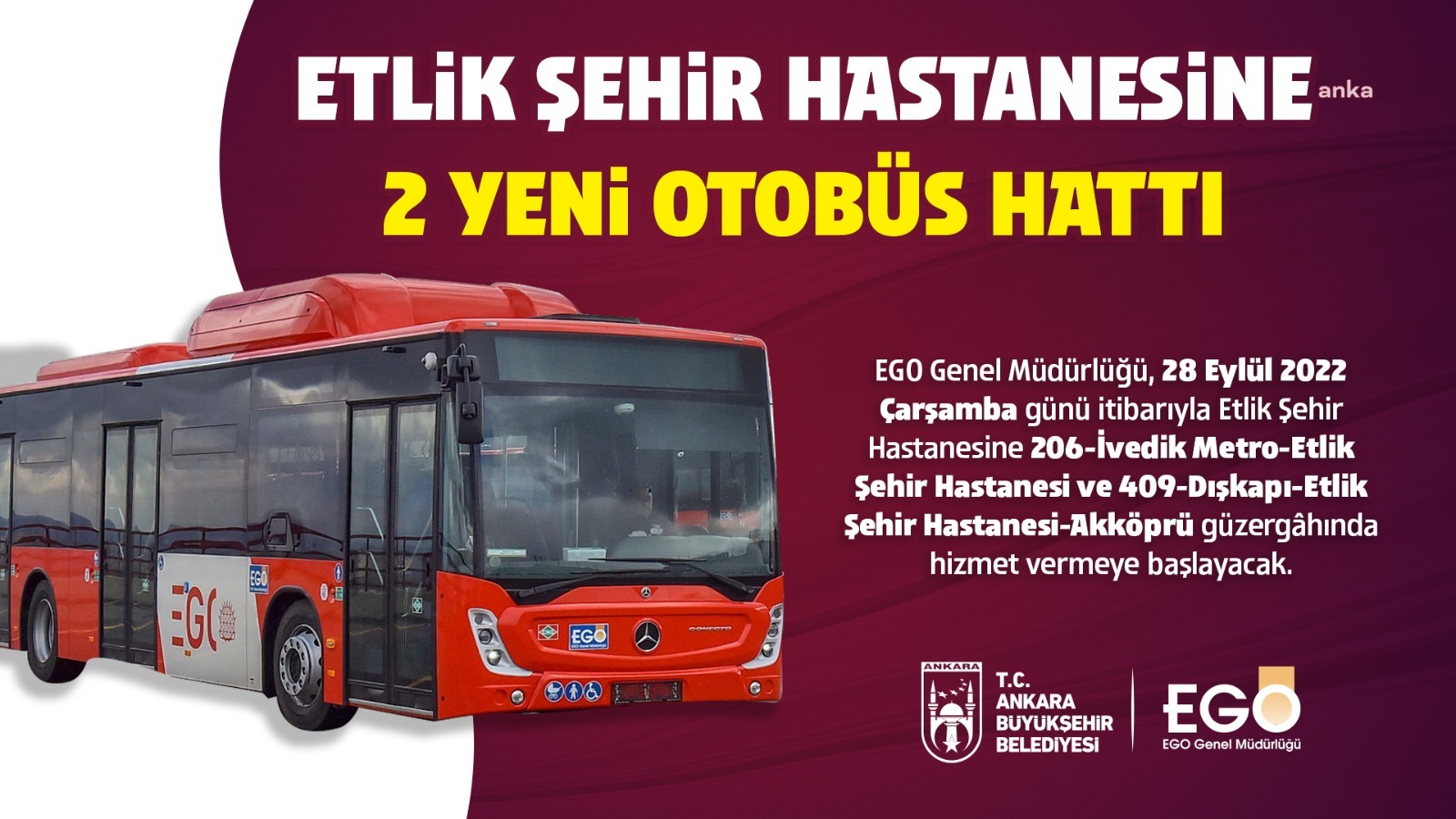 ABB, ETLİK ŞEHİR HASTANESİ İÇİN 2 YENİ OTOBÜS HATTI AÇIYOR