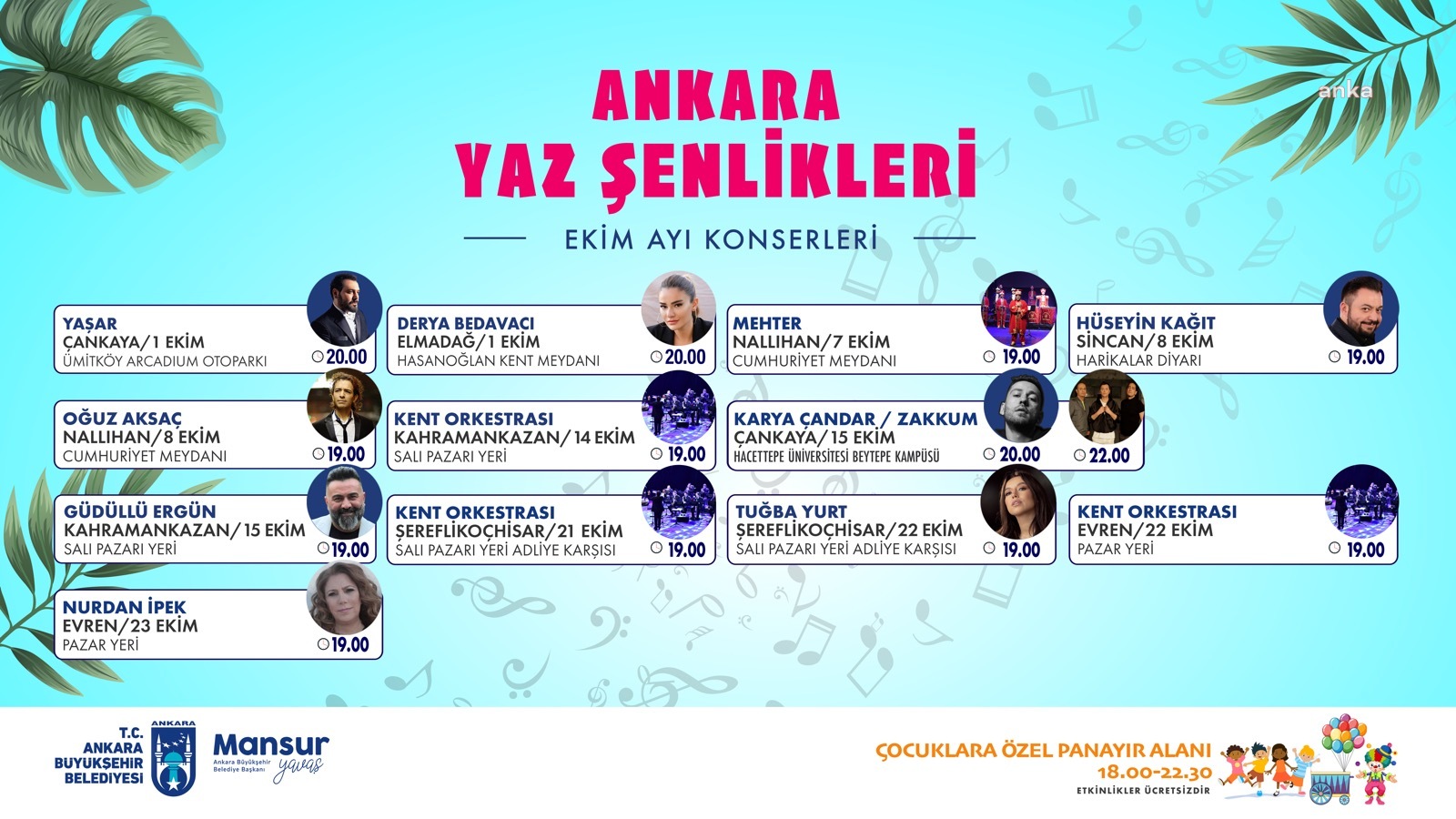 ‘ANKARA YAZ ŞENLİKLERİ’ EKİM AYINDA DA DOLU DOLU GEÇECEK