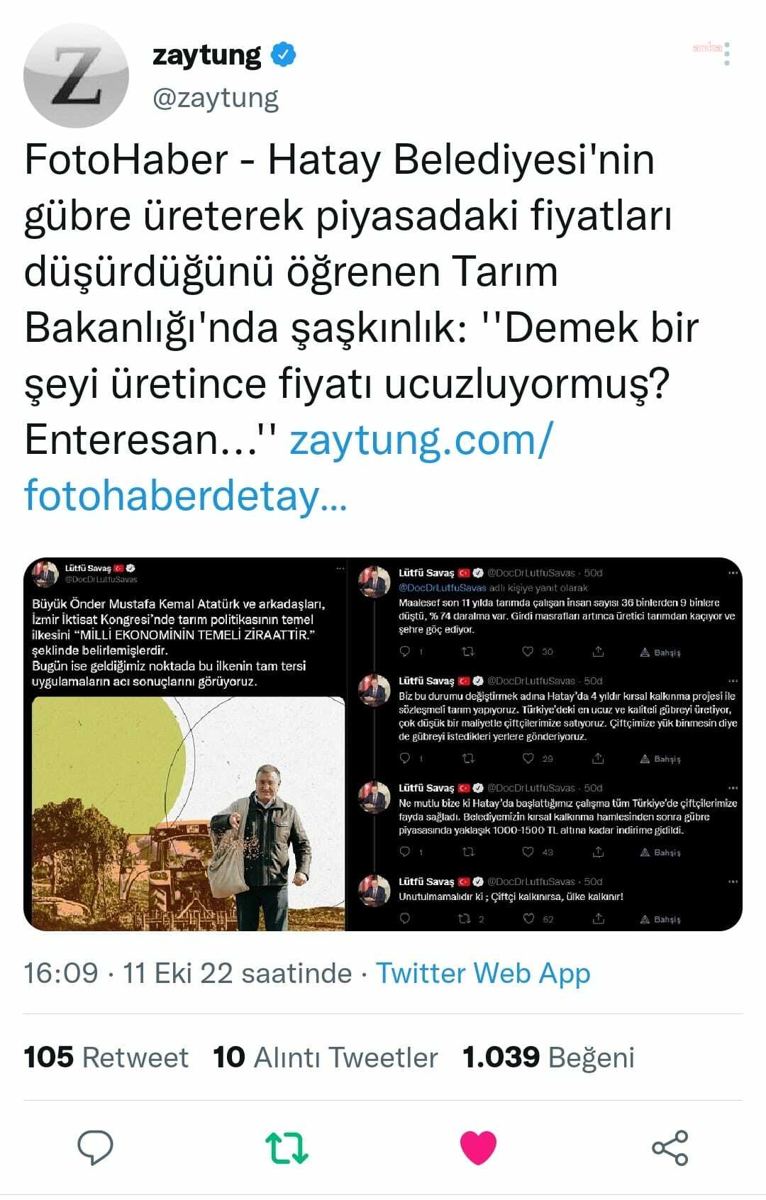 LÜTFÜ SAVAŞ’IN GÜBRE ÜRETİMİNE İLİŞKİN PAYLAŞIMI, SOSYAL MEDYADA GÜNDEM OLDU