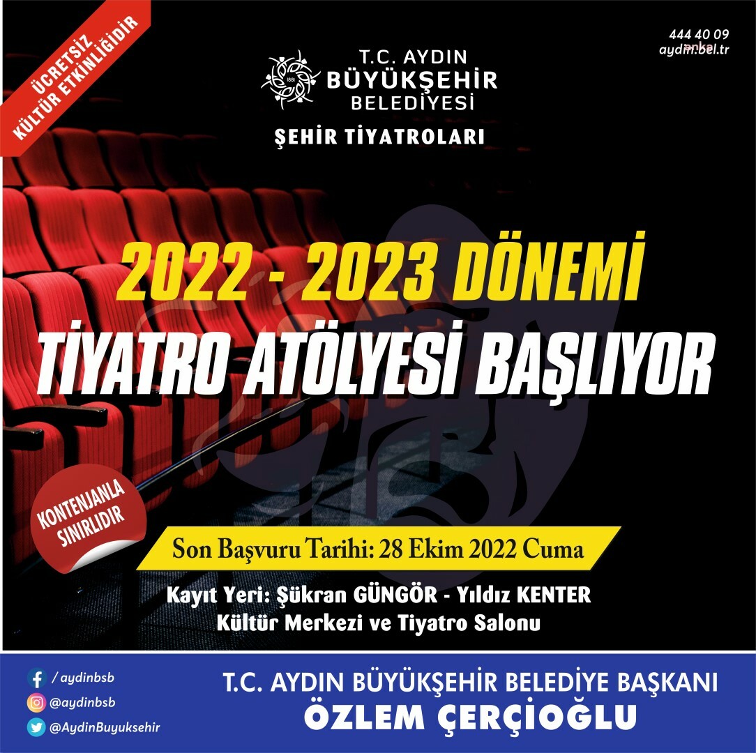 AYDIN BÜYÜKŞEHİR BELEDİYESİ'NİN TİYATRO ATÖLYELERİ BAŞLIYOR