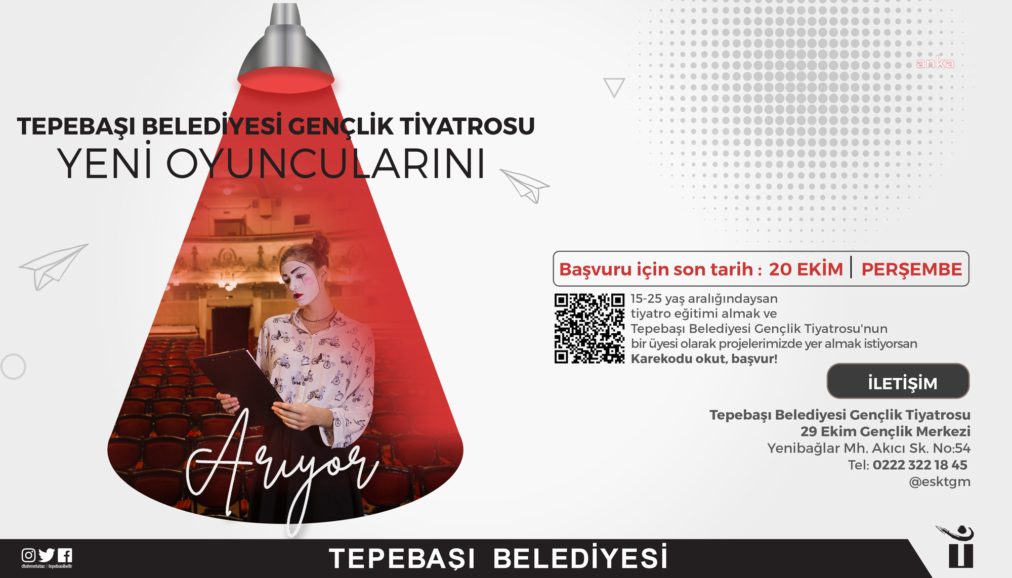 TEPEBAŞI BELEDİYESİ GENÇLİK TİYATROSU İÇİN BAŞVURULAR DEVAM EDİYOR
