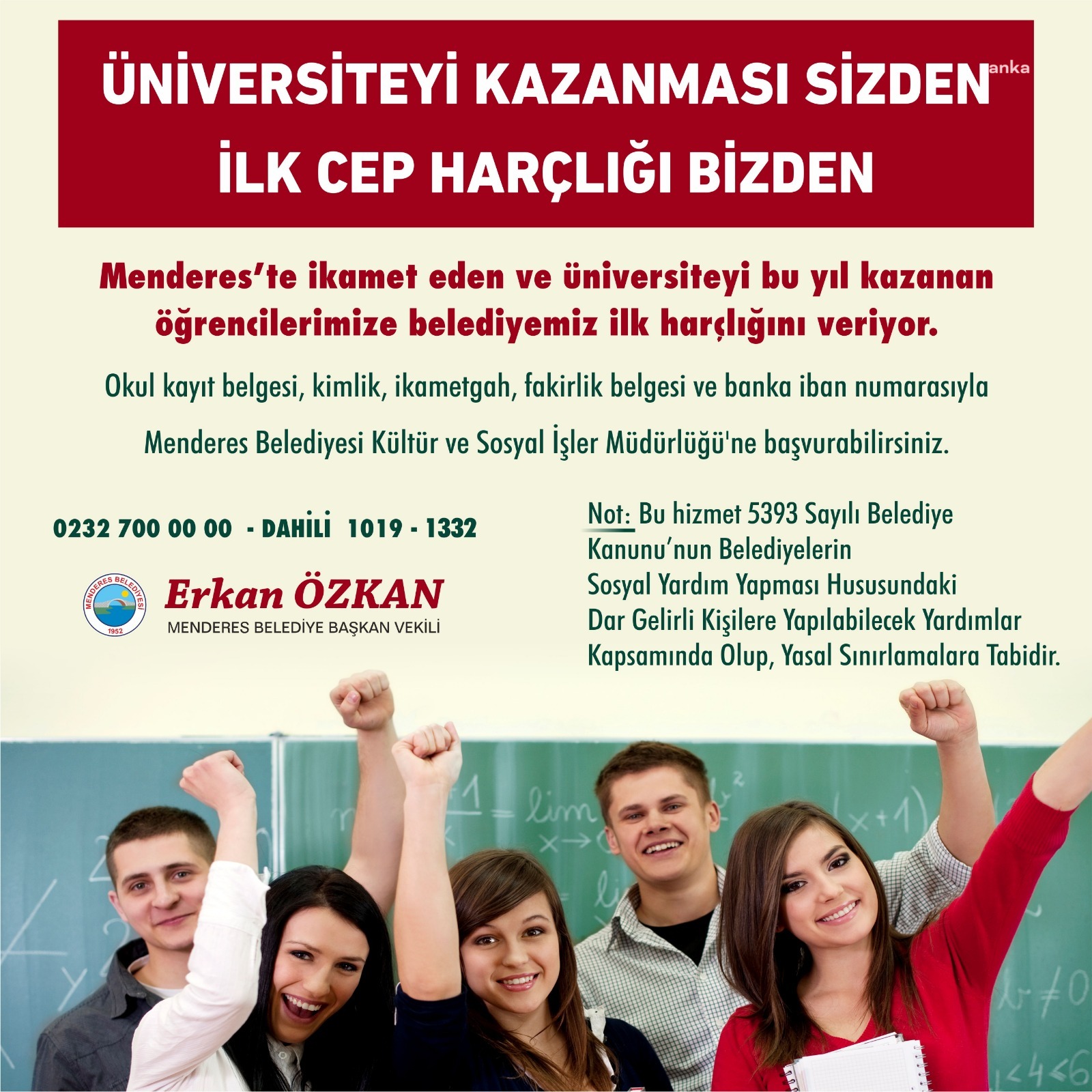MENDERES BELEDİYESİ'NDEN ÖĞRENCİLERE DESTEK