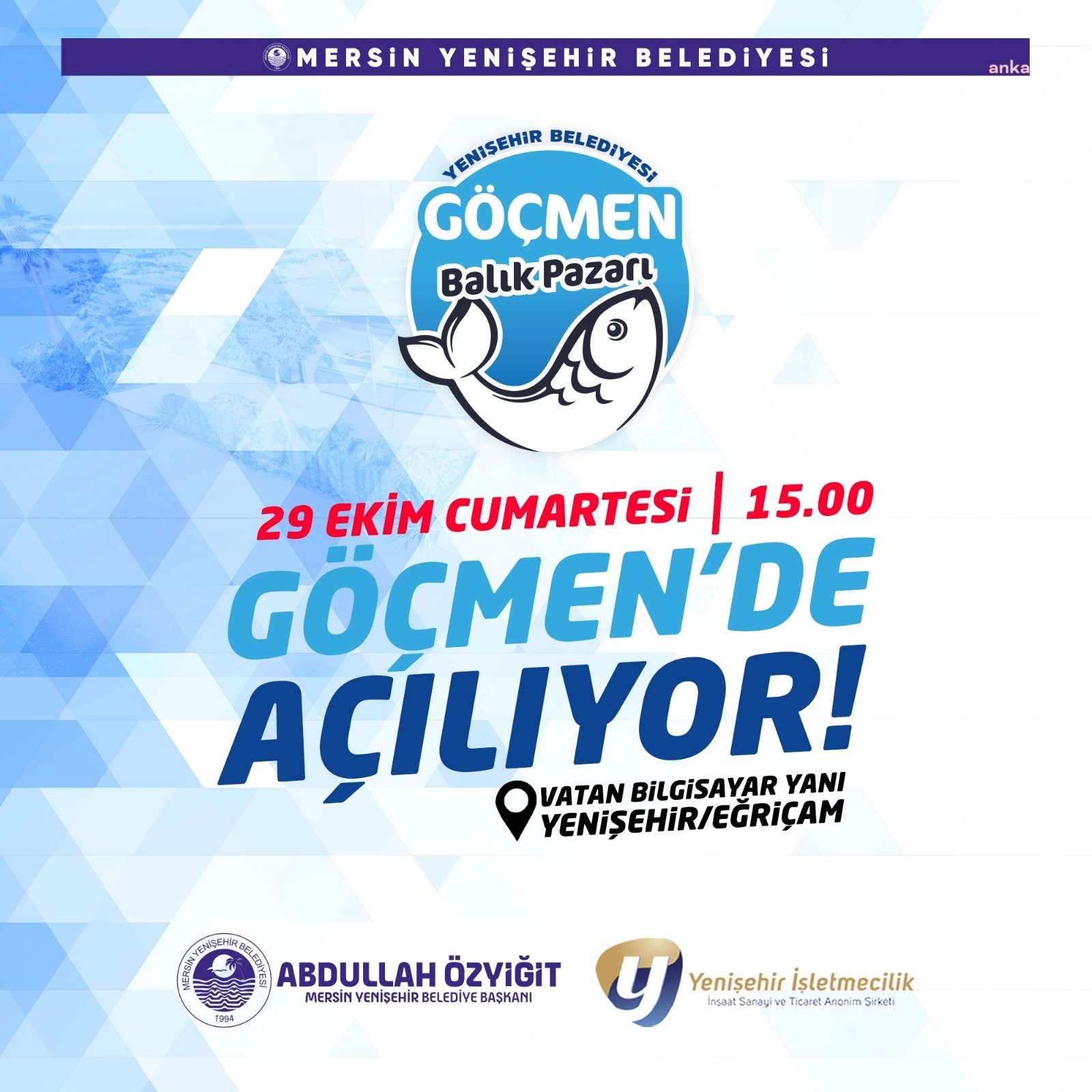 YENİŞEHİR BELEDİYESİ GÖÇMEN BALIK PAZARI, 29 EKİM’DE AÇILIYOR