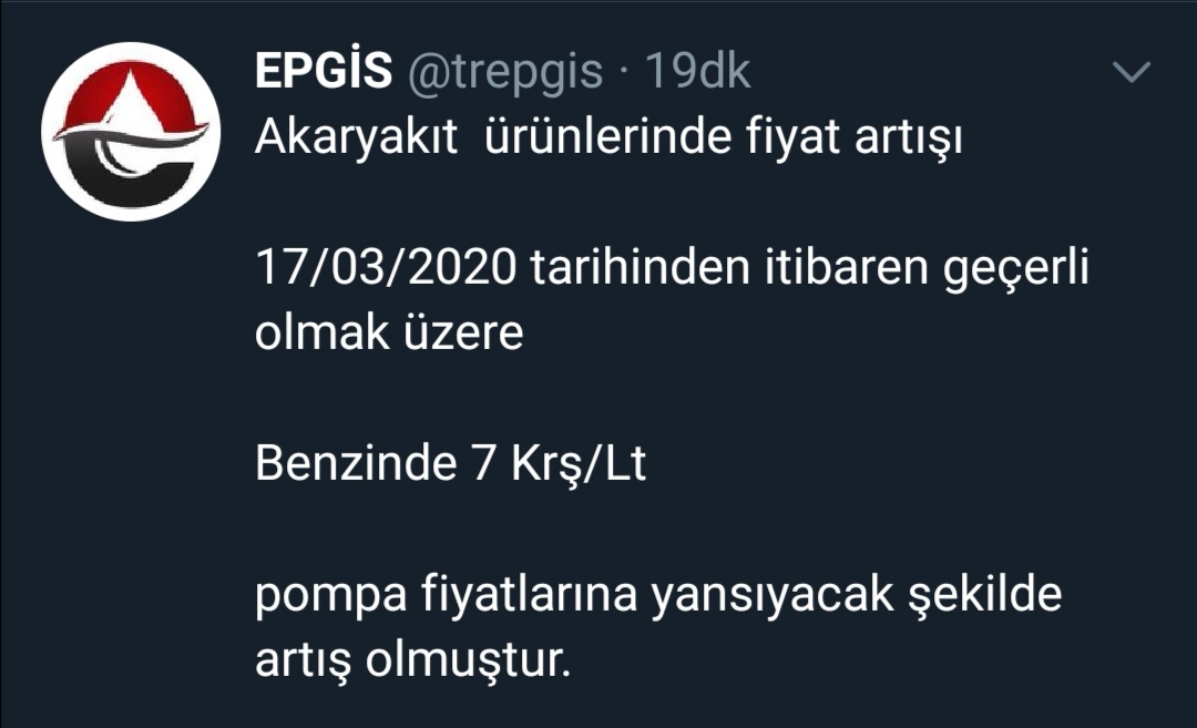 BENZİNE 7 KURUŞ ZAM