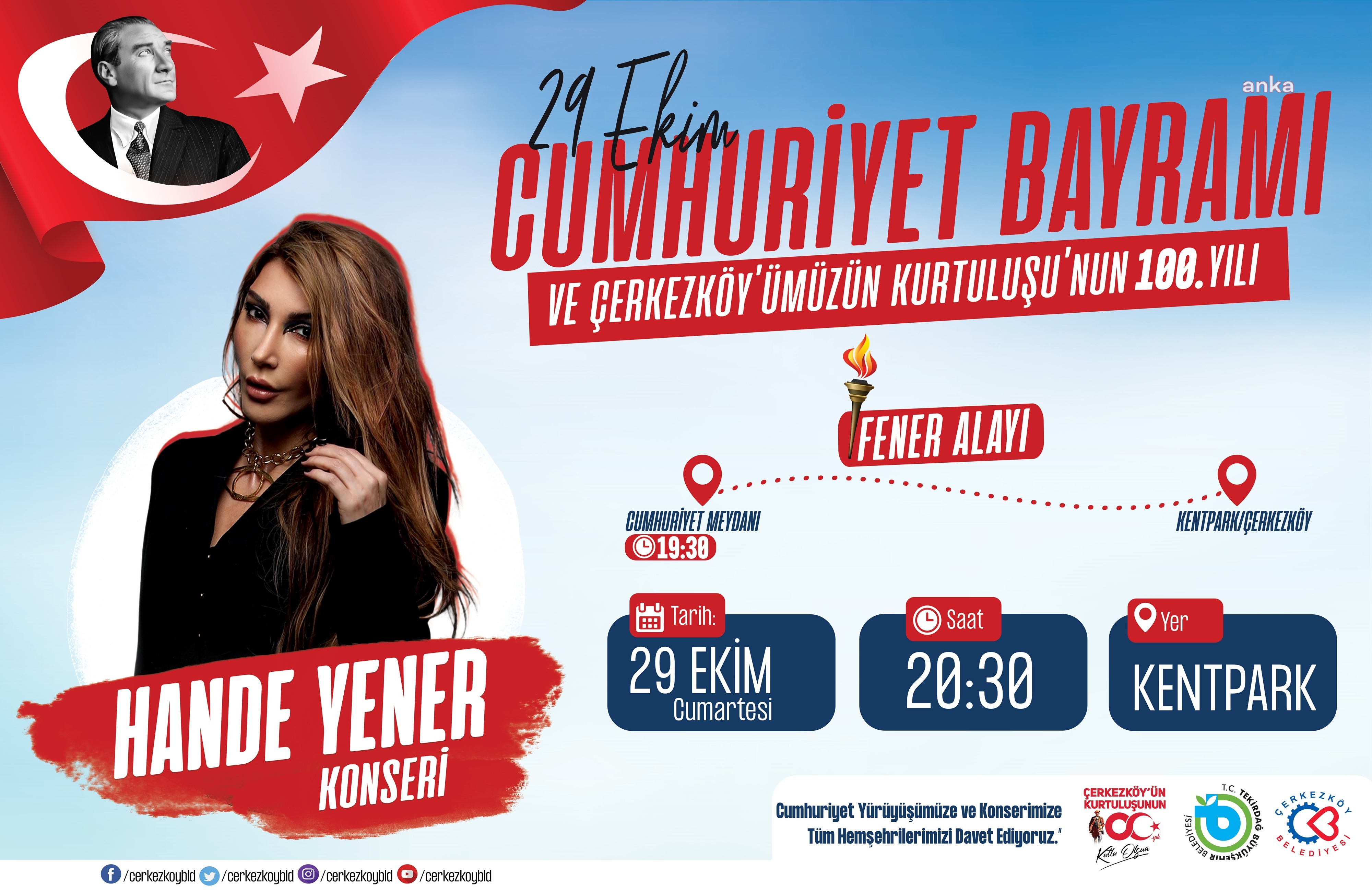 ÇERKEZKÖY'DEKİ CUMHURİYET BAYRAMI KUTLAMALARINDA HANDE YENER SAHNE ALACAK