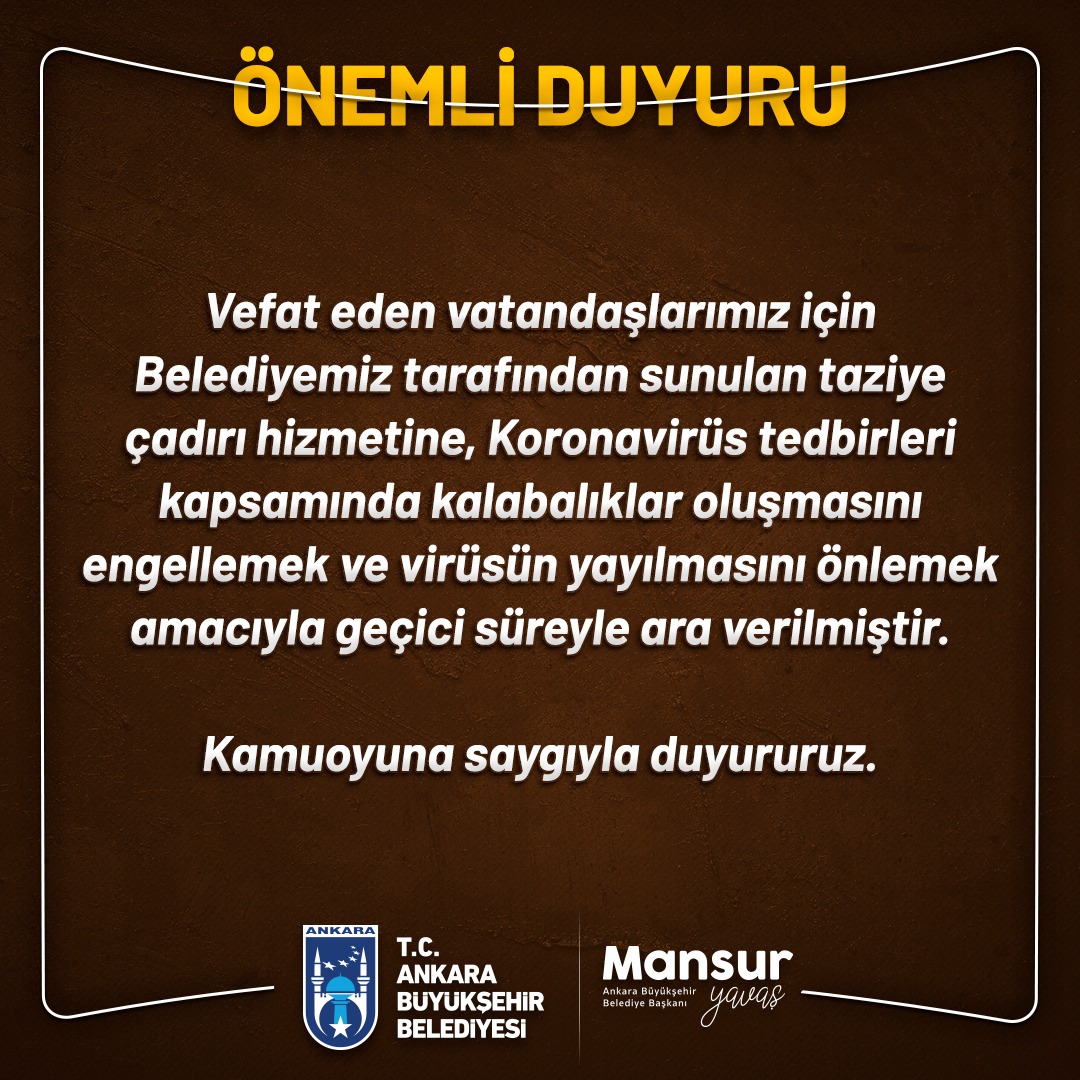 DİYANET’TEN CENAZE TALİMATI