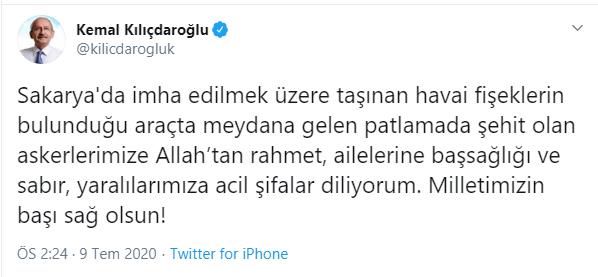 KILIÇDAROĞLU’NDAN ŞEHİT OLAN 3 ASKERİN AİLELERİNE BAŞSAĞLIĞI