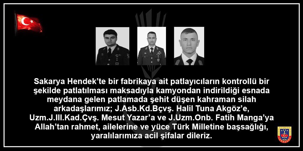 SAKARYA’DA ŞEHİT OLAN 3 ASKERİN KİMLİKLERİ AÇIKLANDI