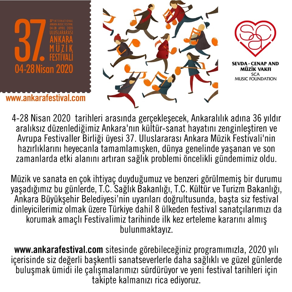ULUSLARARASI ANKARA MÜZİK FESTİVALİ ERTELENDİ