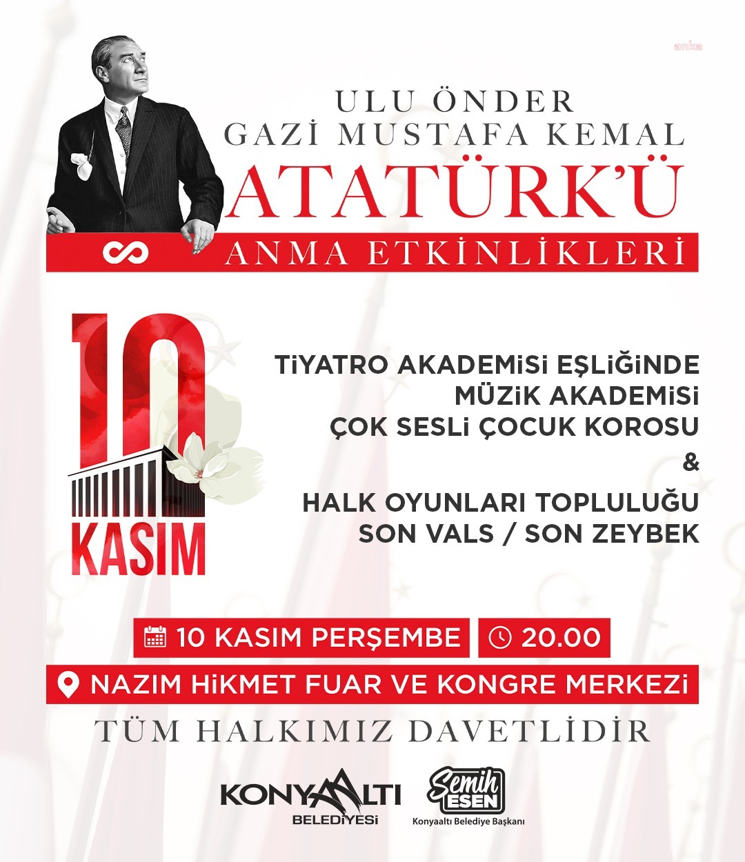 KONYAALTI BELEDİYESİ'NDEN ATATÜRK’Ü ANMA ETKİNLİĞİ