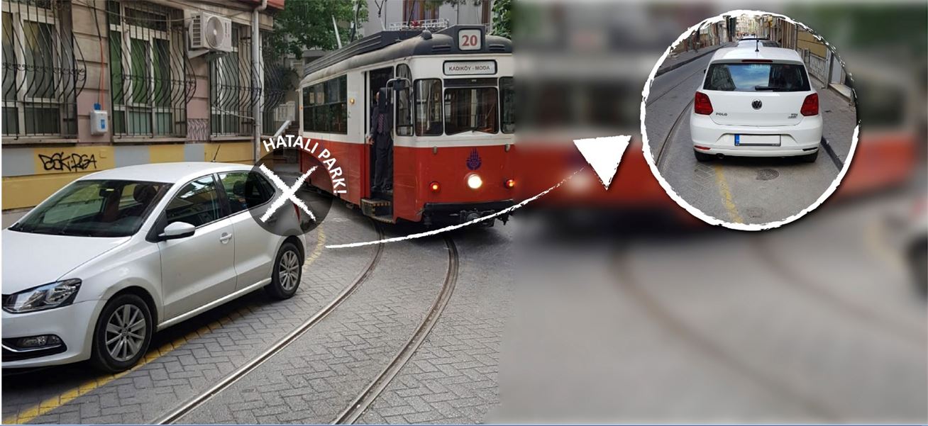 TRAMVAY SEFERLERİNE 160 KEZ HATALI PARK ENGELİ