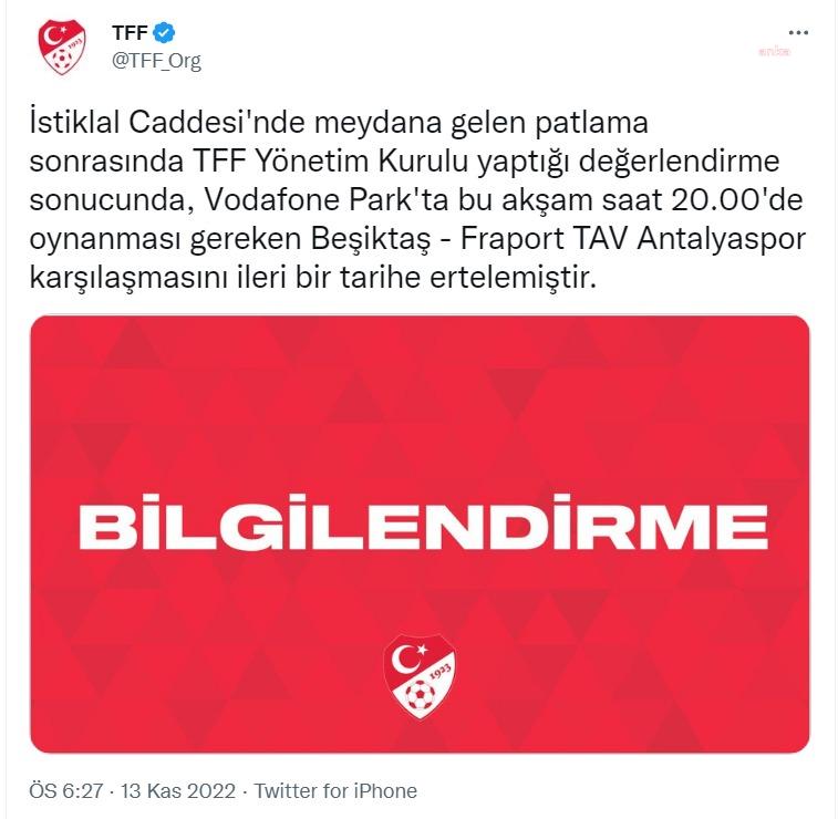 BEŞİKTAŞ-ANTALYASPOR MAÇI ERTELENDİ