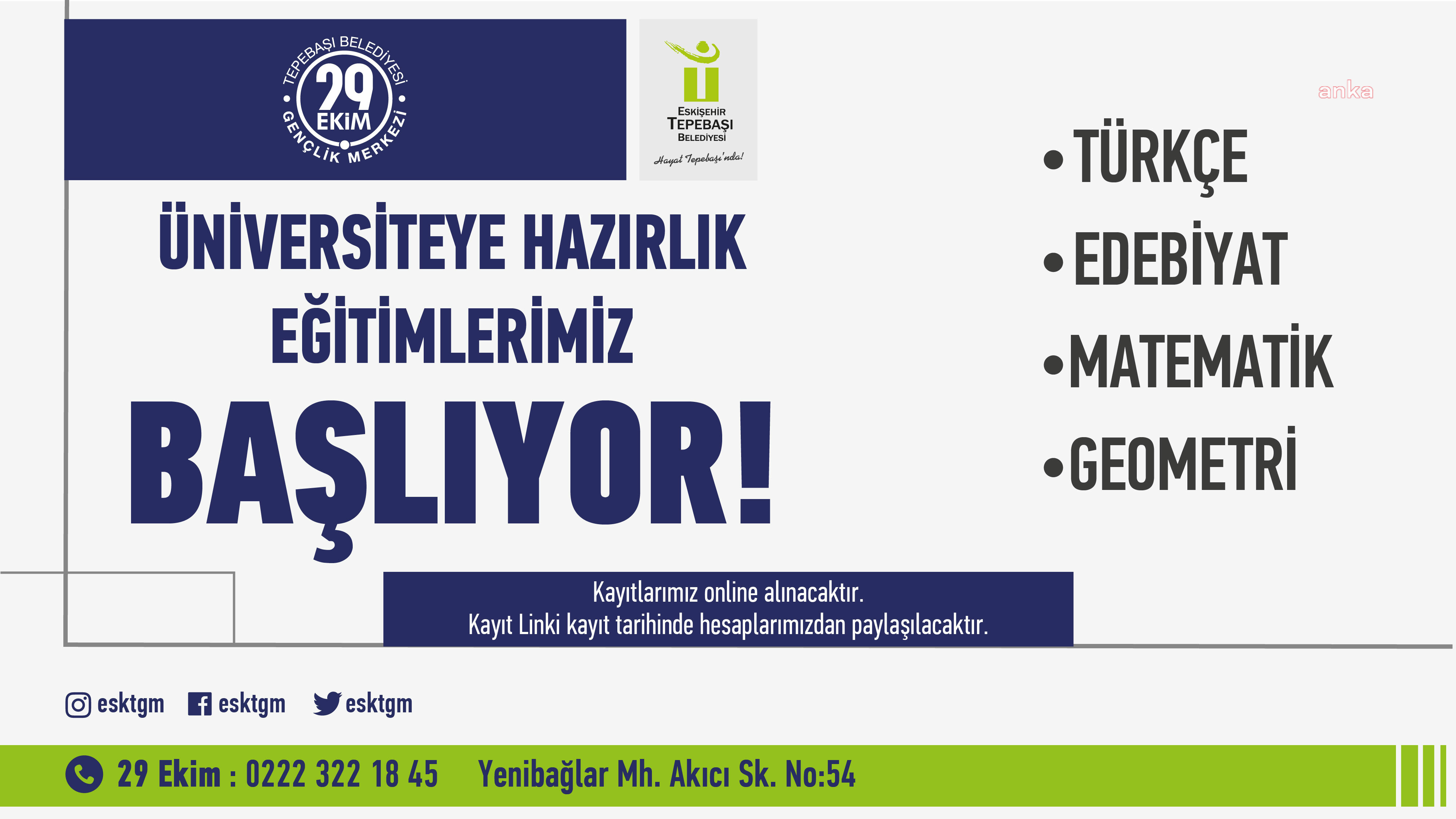 TEPEBAŞI BELEDİYESİ'NİN ÜNİVERSİTEYE HAZIRLIK EĞİTİMLERİ BAŞLIYOR