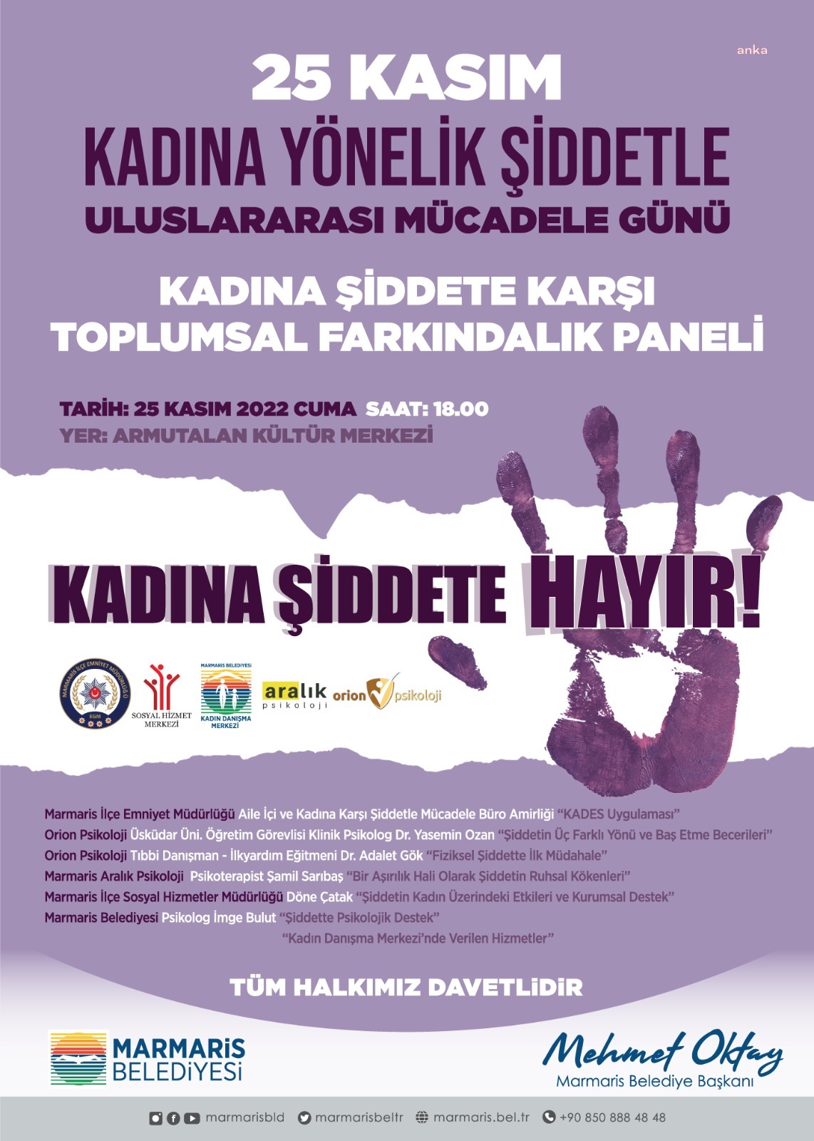MARMARİS’TE KADINA YÖNELİK ŞİDDETE KARŞI FARKINDALIK PANELİ DÜZENLENECEK