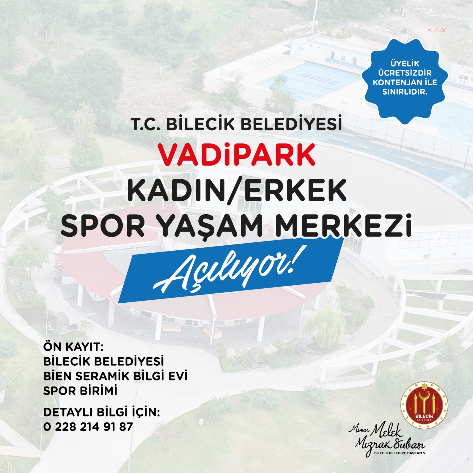 BİLECİK BELEDİYESİ VADİPARK KADIN ERKEK SPOR YAŞAM MERKEZİ’NE KAYITLAR BAŞLADI