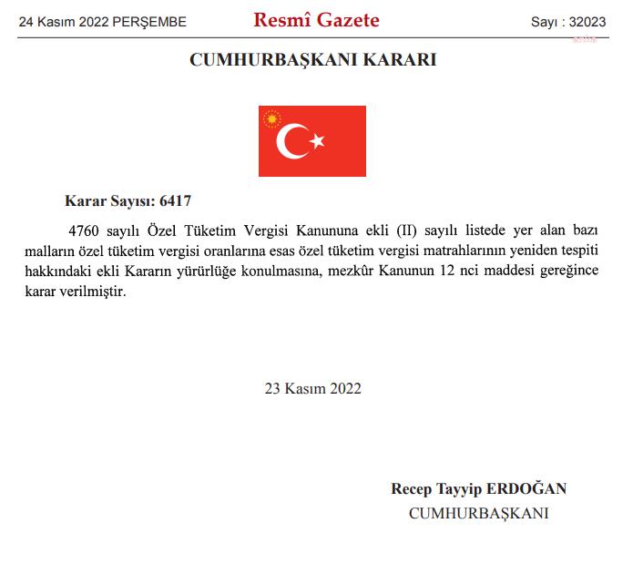 SIFIR ARAÇLARIN ÖTV MATRAHLARI GÜNCELLENDİ