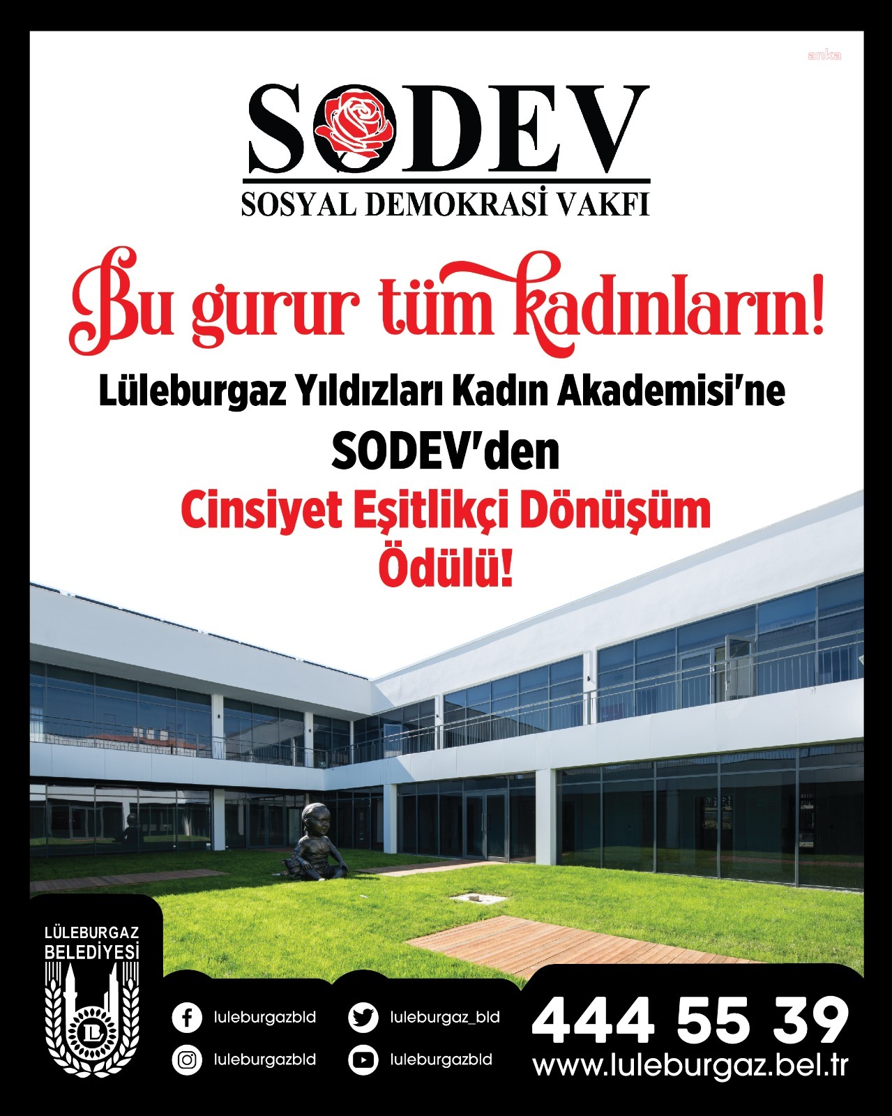 LÜLEBURGAZ YILDIZLARI KADIN AKADEMİSİ'NE CİNSİYET EŞİTLİKÇİ DÖNÜŞÜM ÖDÜLÜ