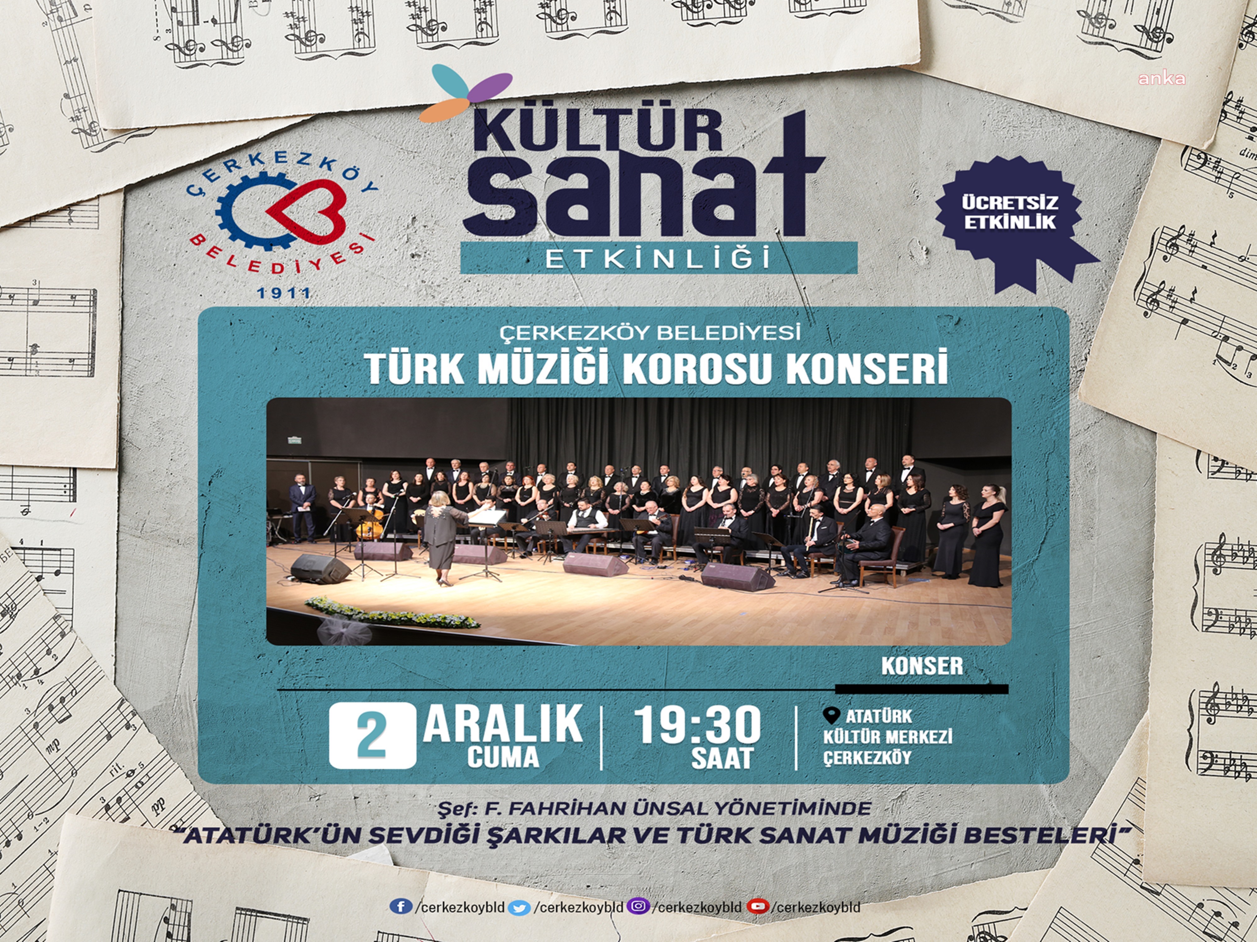 ÇERKEZKÖY’DE ULU ÖNDER’İN SEVDİĞİ ŞARKILAR SESLENDİRİLECEK