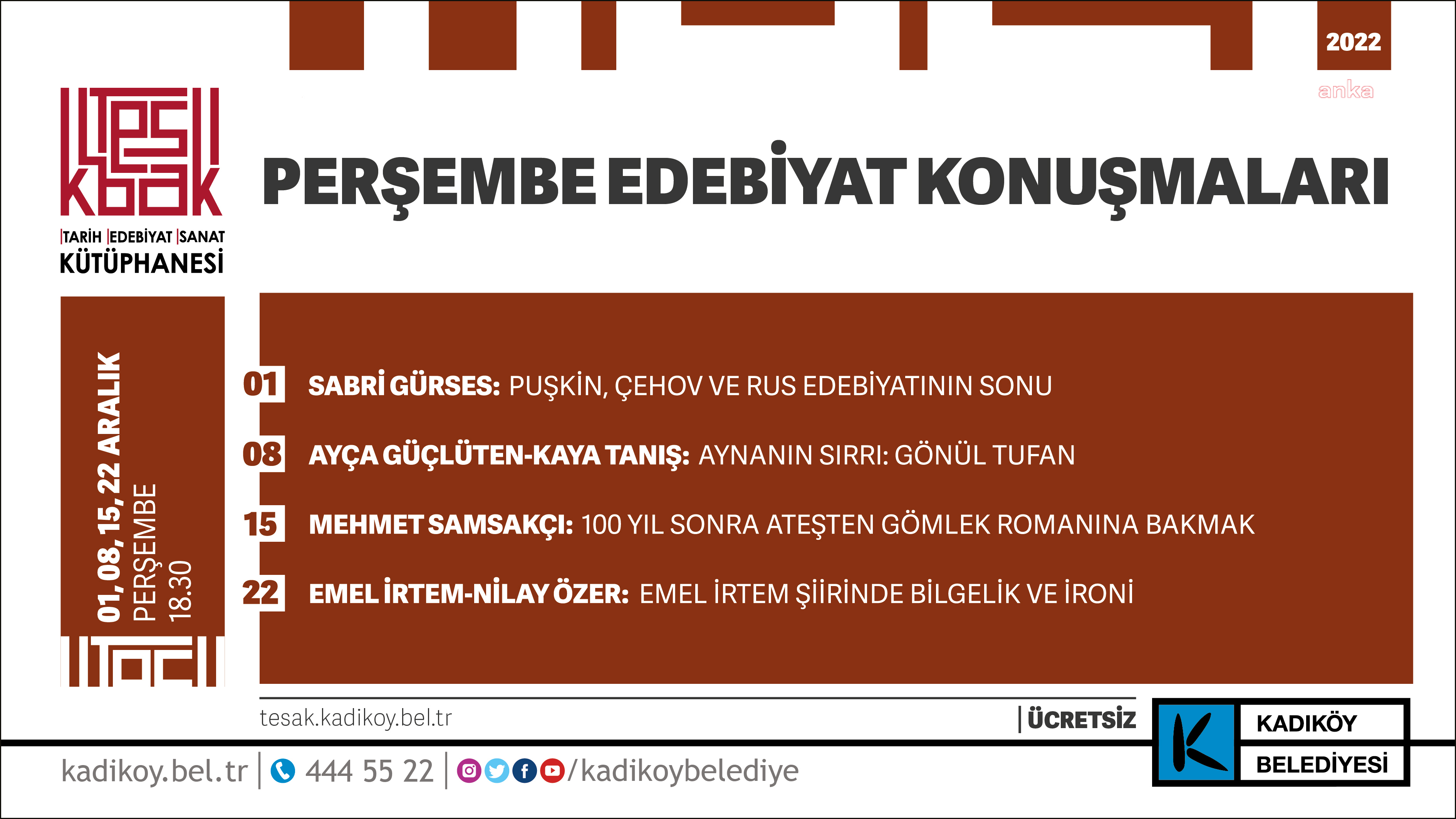 KADIKÖY'DE TARİH, FELSEFE VE EDEBİYAT’IN ADRESİ TESAK’TA ARALIK AYI SÖYLEŞİLERLE GEÇECEK