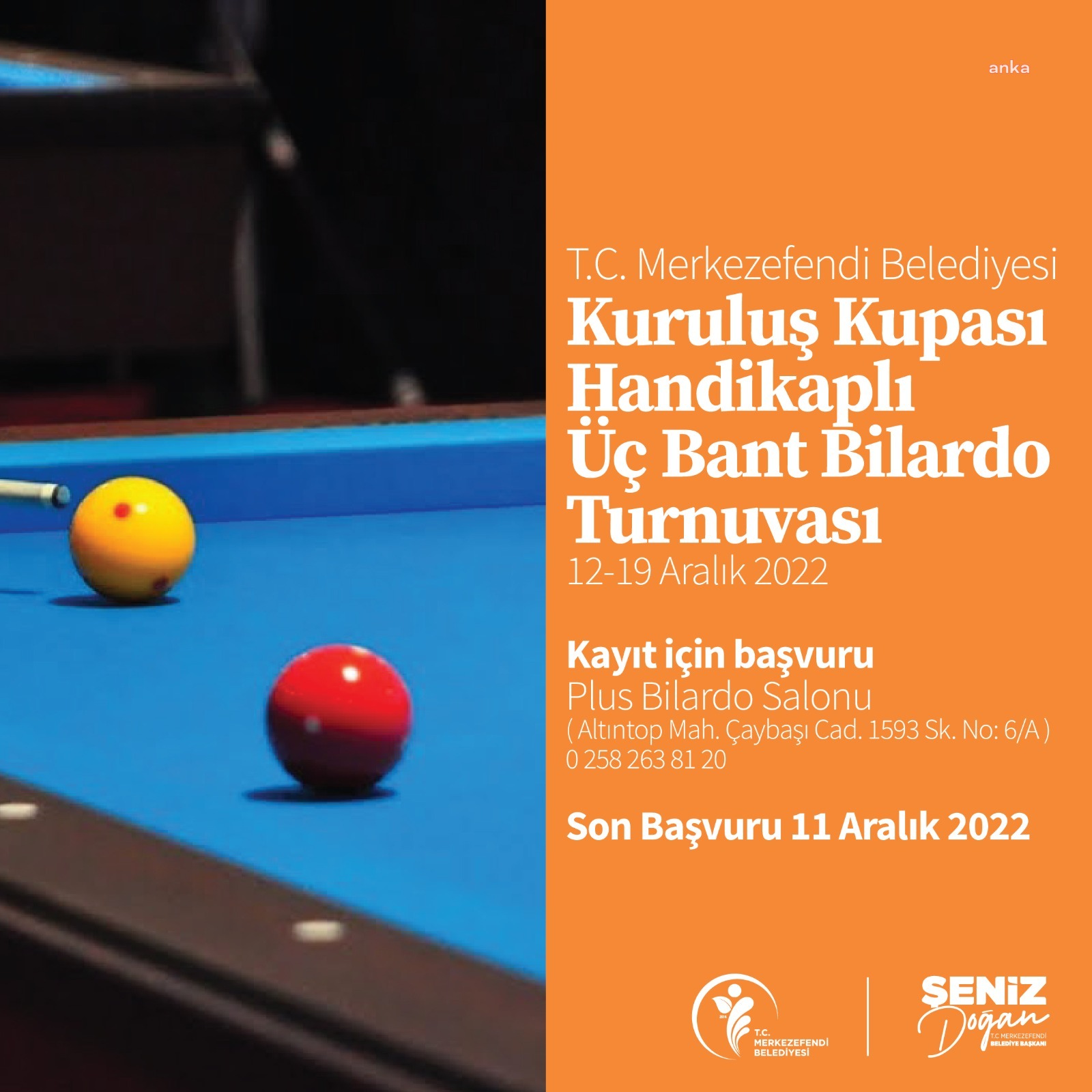 MERKEZEFENDİ BELEDİYESİ BİLARDO TURNUVASI DÜZENLİYOR