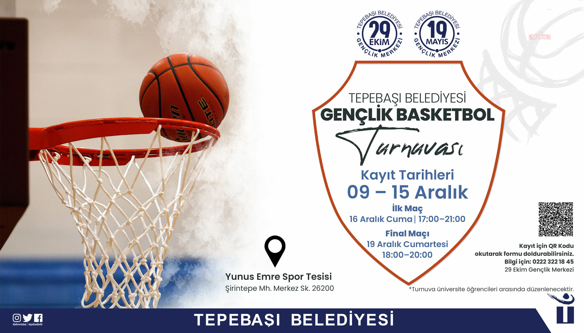 TEPEBAŞI BELEDİYESİ’NDEN ‘GENÇLİK BASKETBOL TURNUVASI’
