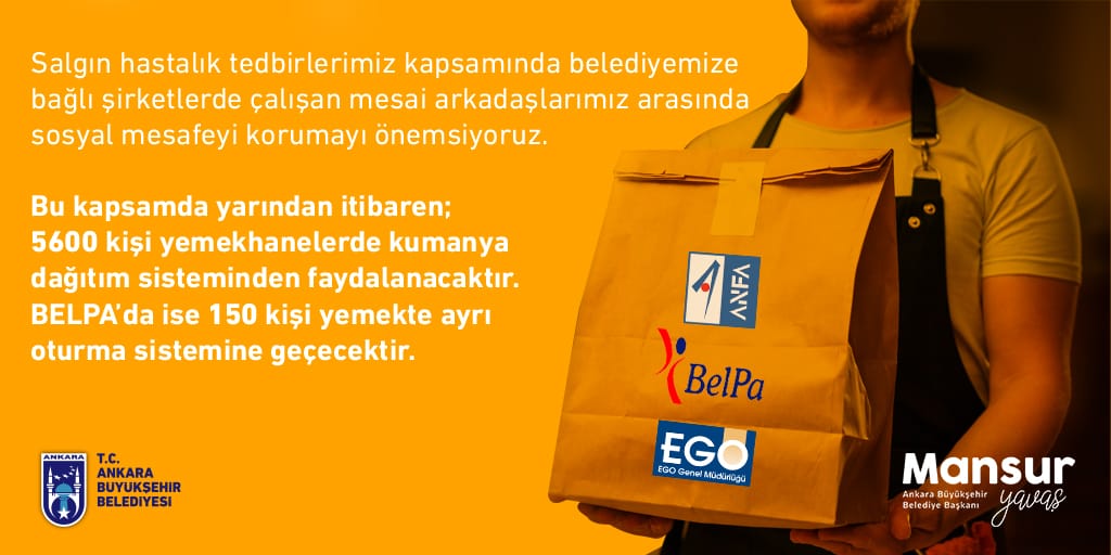 ANKARA BÜYÜKŞEHİR, PERSONELİ İÇİN "SOSYAL MESAFE" ÖNLEMİ ALIYOR
