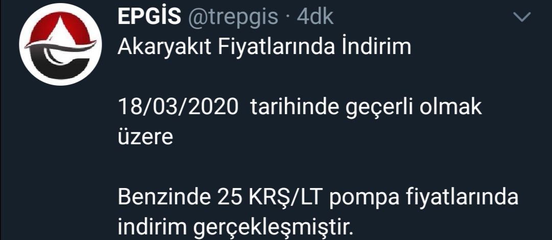 BENZİNE 25 KURUŞ İNDİRİM