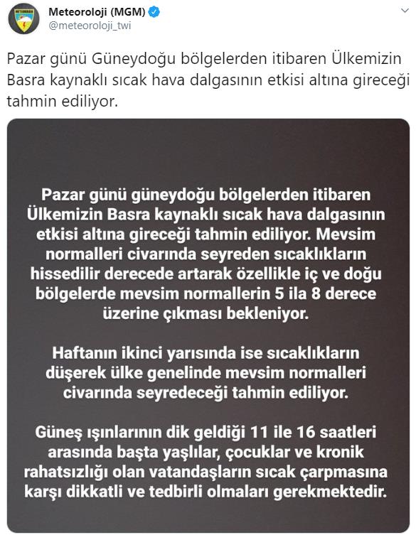 METEOROLOJİ UYARDI: ÖNÜMÜZDEKİ HAFTA SICAKLIKLAR YÜKSELİYOR