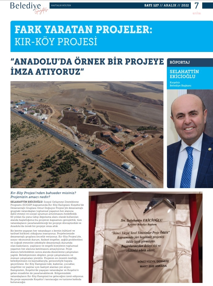 KIRŞEHİR BELEDİYE BAŞKANI EKİCİOĞLU: "ANADOLU’DA ÖRNEK BİR PROJEYE İMZA ATIYORUZ"