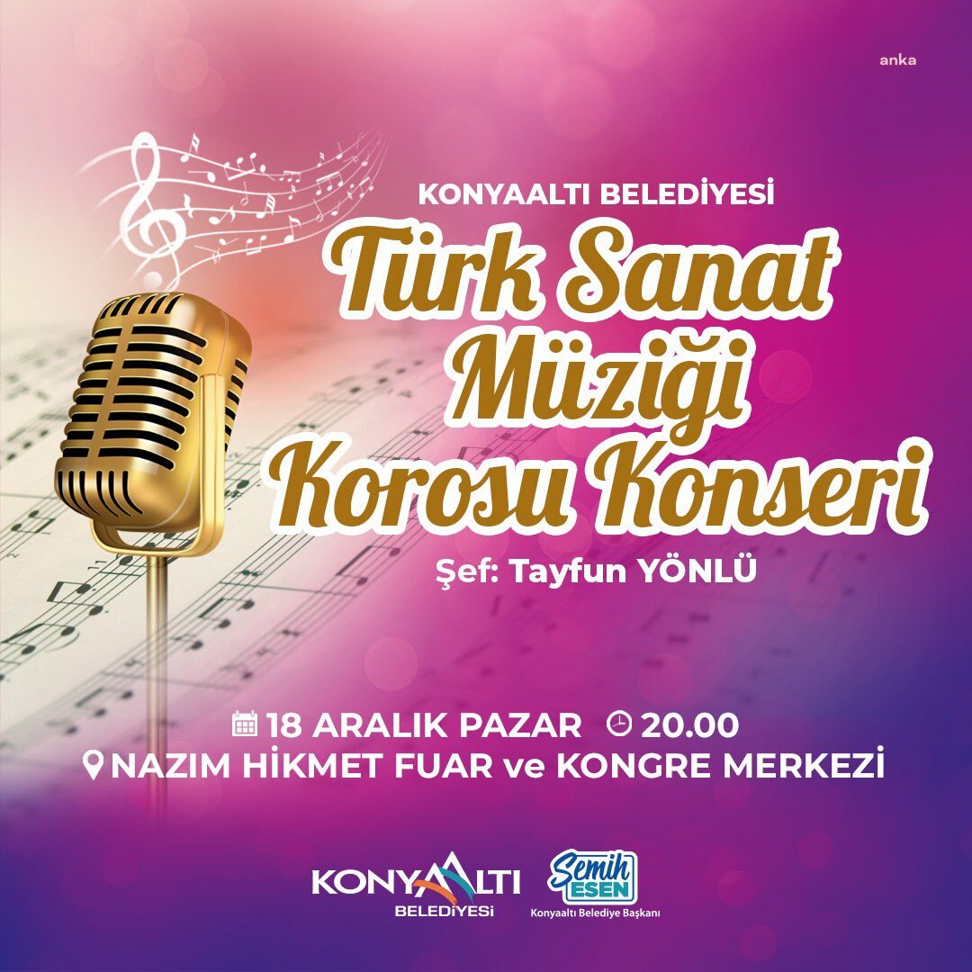 KONYAALTI'NDA TÜRK SANAT MÜZİĞİ RÜZGARI ESECEK