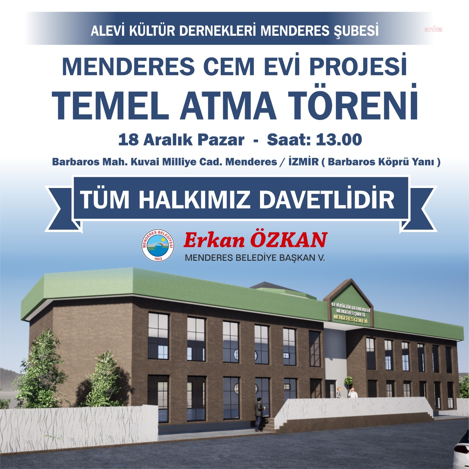 MENDERES'TE CEMEVİ TEMELİ ATILIYOR