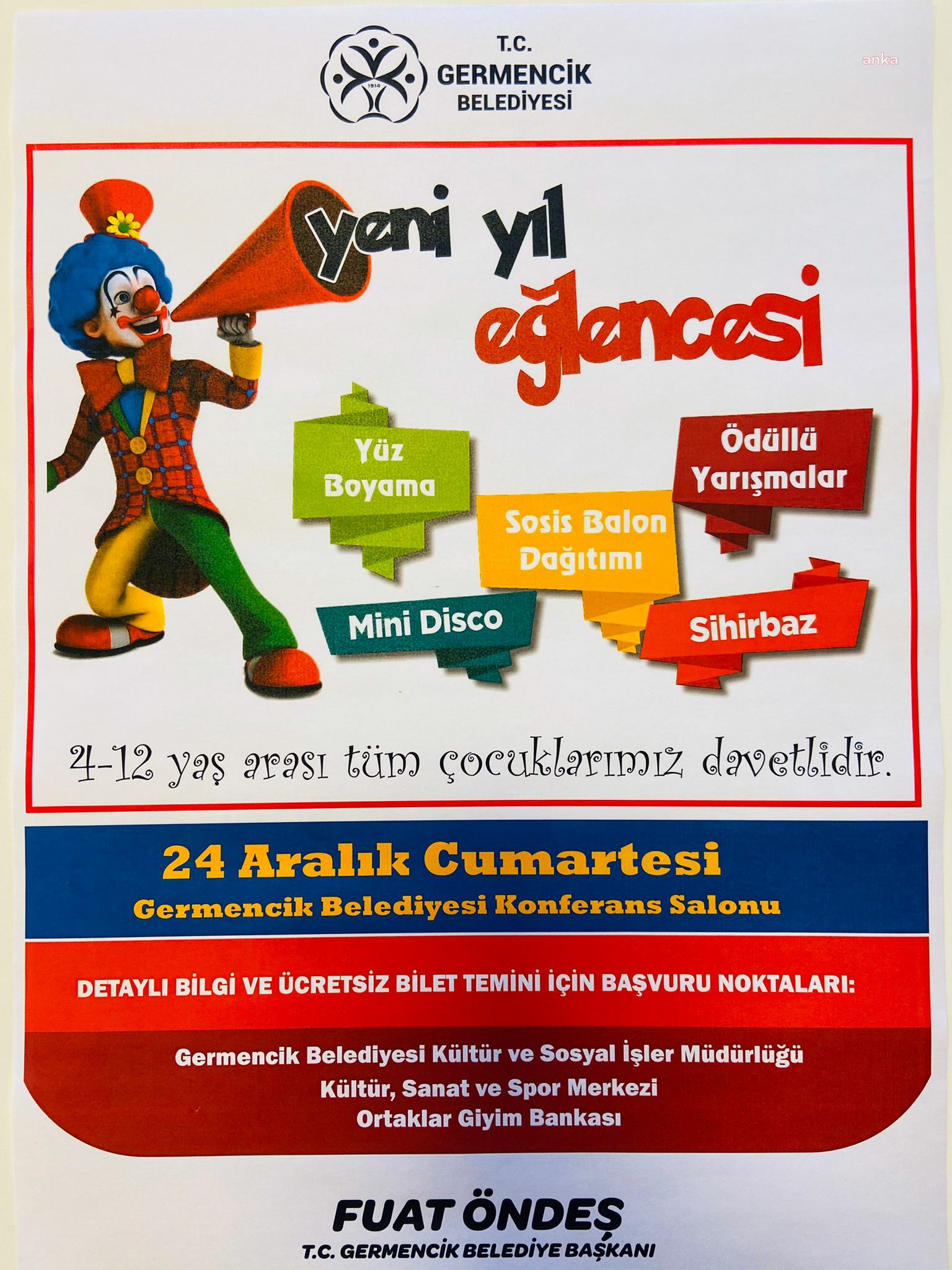 ÇOCUKLARIN YENİ YIL EĞLENCESİ, GERMENCİK BELEDİYESİ'NDEN