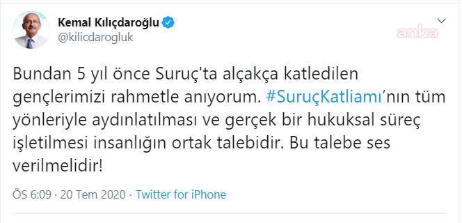KILIÇDAROĞLU'NDAN SURUÇ MESAJI