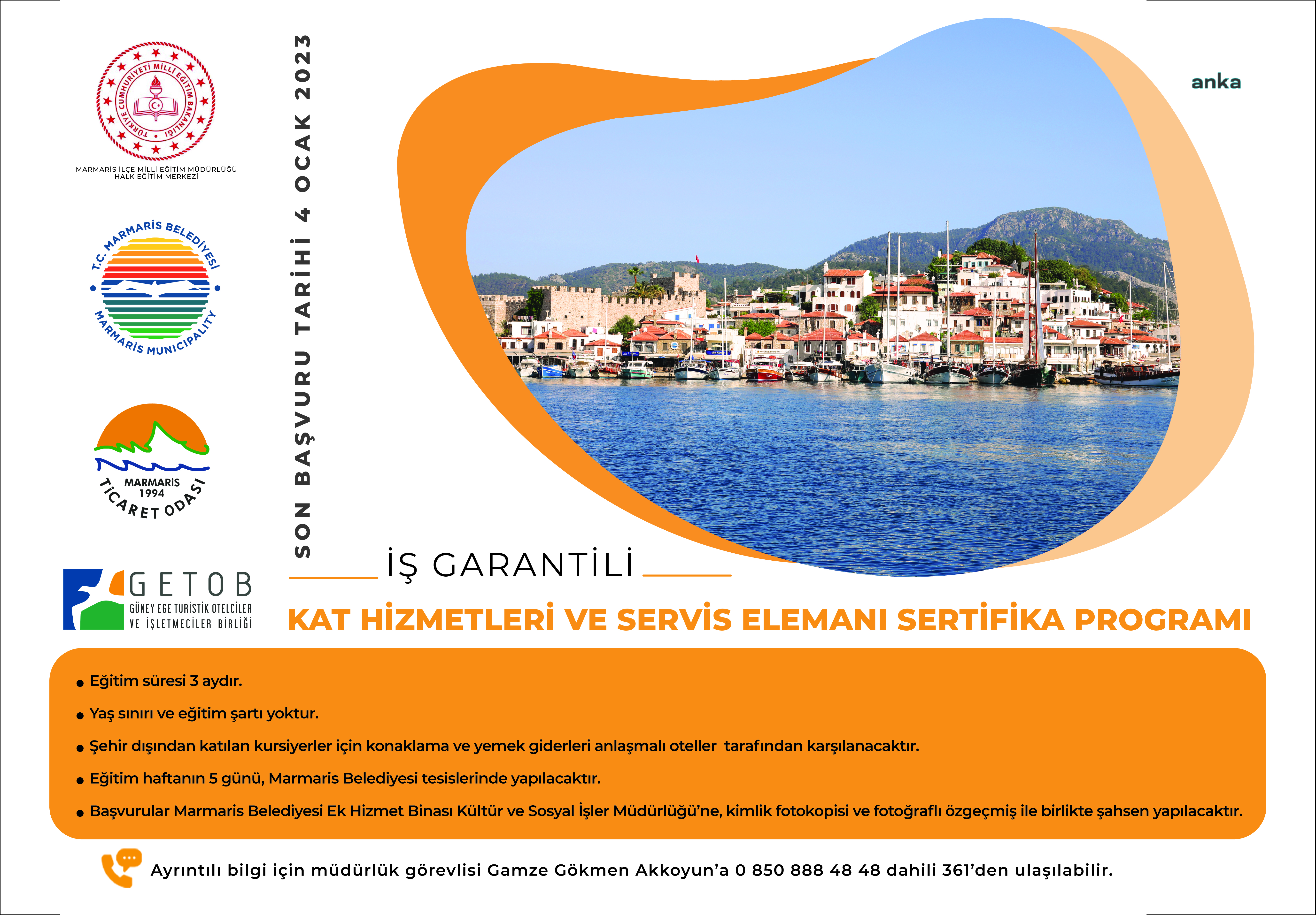 MARMARİS BELEDİYESİ'NDEN İSTİHDAM GARANTİLİ KURS