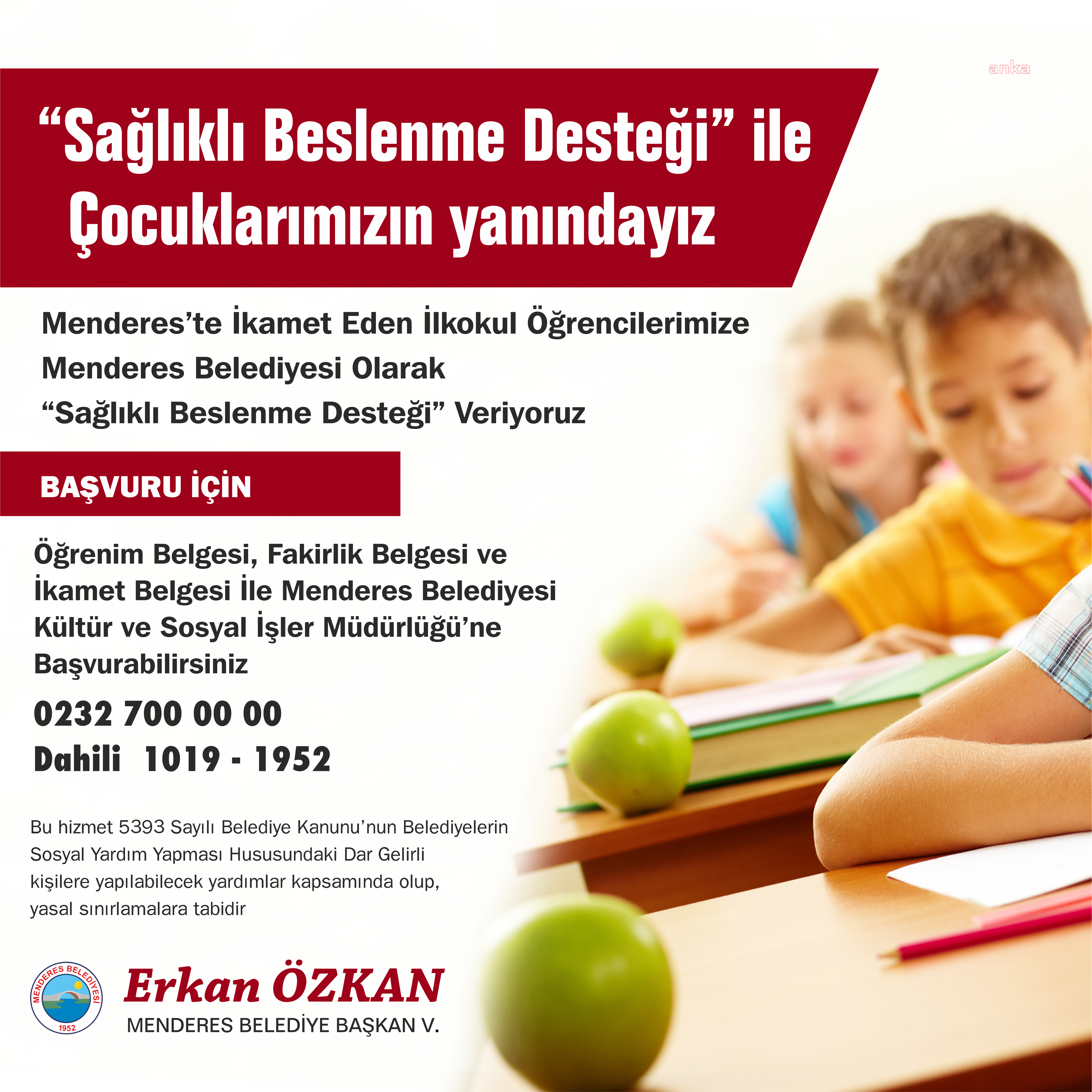 MENDERES BELEDİYESİ'NDEN İLKOKUL ÖĞRENCİLERİNE 'SAĞLIKLI BESLENME DESTEĞİ'