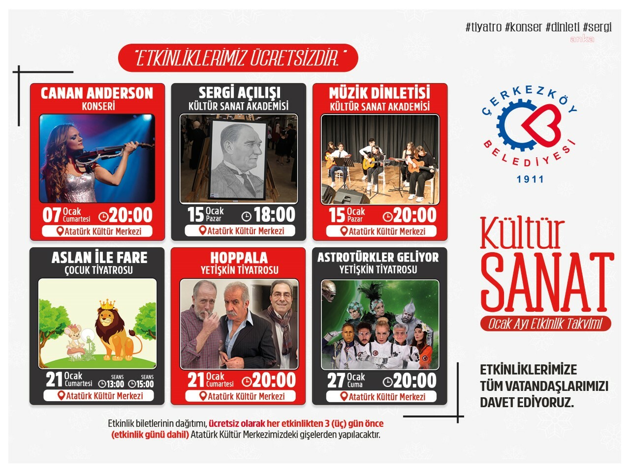ÇERKEZKÖY’DE KÜLTÜR SANAT ETKİNLİKLERİ OCAK AYINDA DA DEVAM EDİYOR
