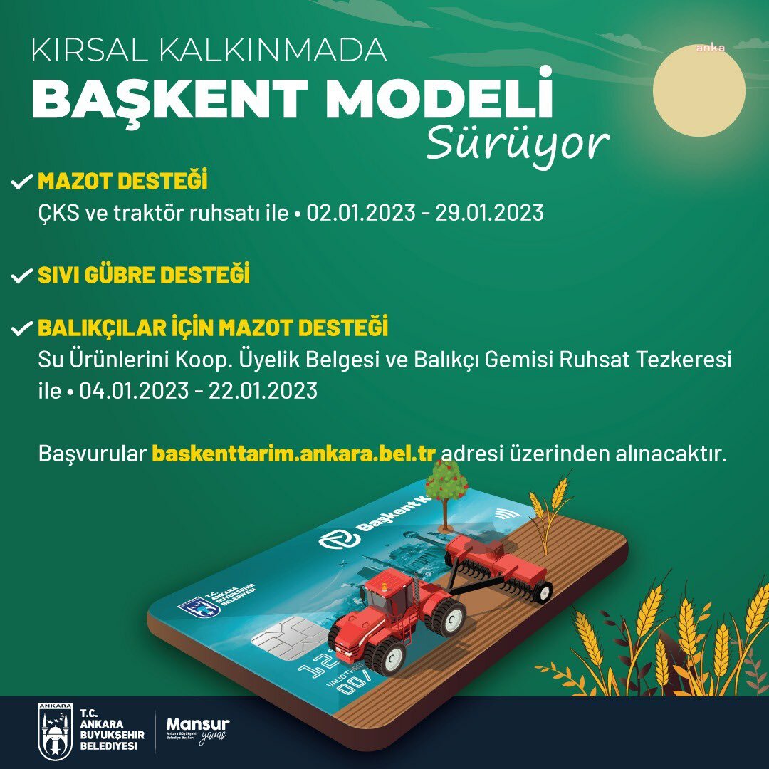 ANKARA BÜYÜKŞEHİR'DEN MAZOT VE SIVI GÜBRE DESTEĞİ