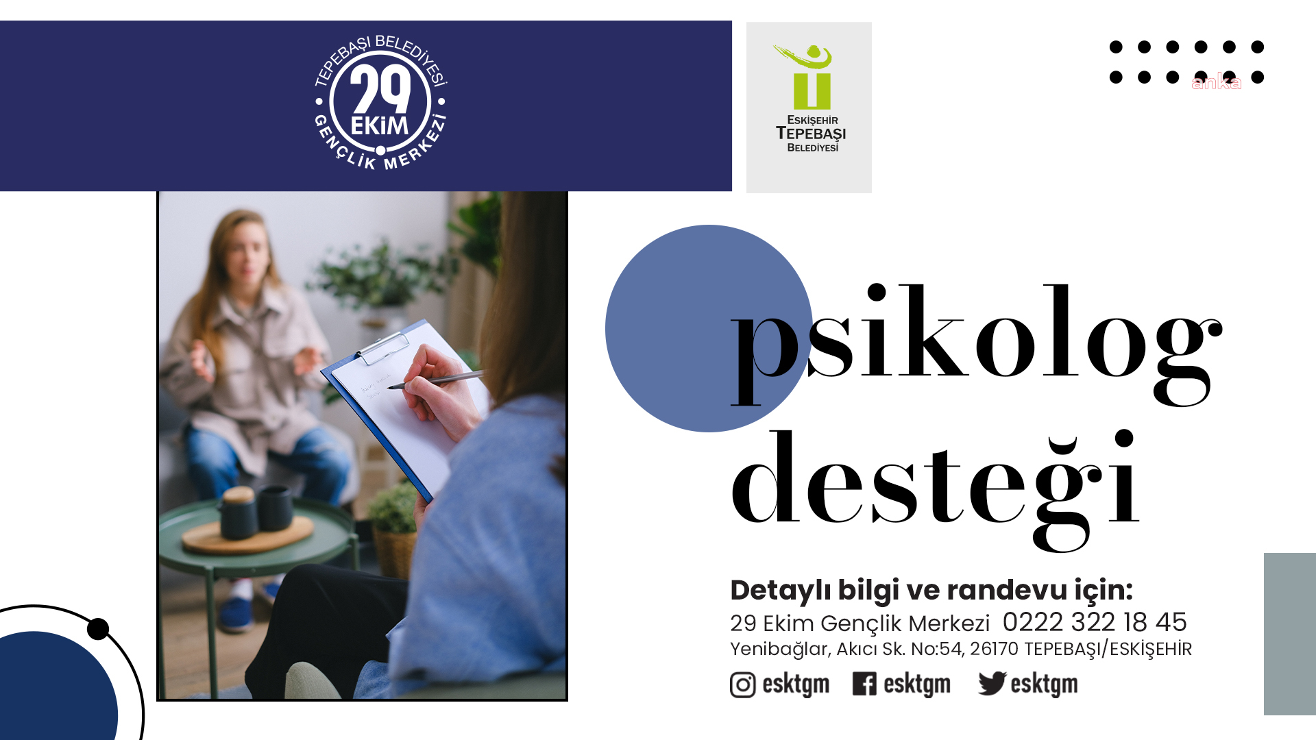 TEPEBAŞI BELEDİYESİ’NDEN GENÇLERE PSİKOLOG DESTEĞİ