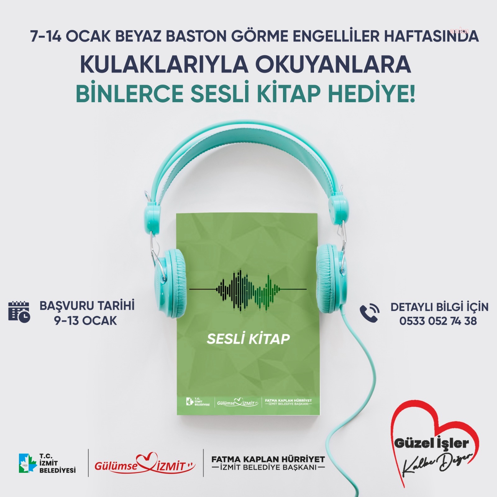 İZMİT BELEDİYESİ’NDEN ‘GÖRME ENGELLİLER HAFTASI’NDA SESLİ KİTAP HEDİYESİ