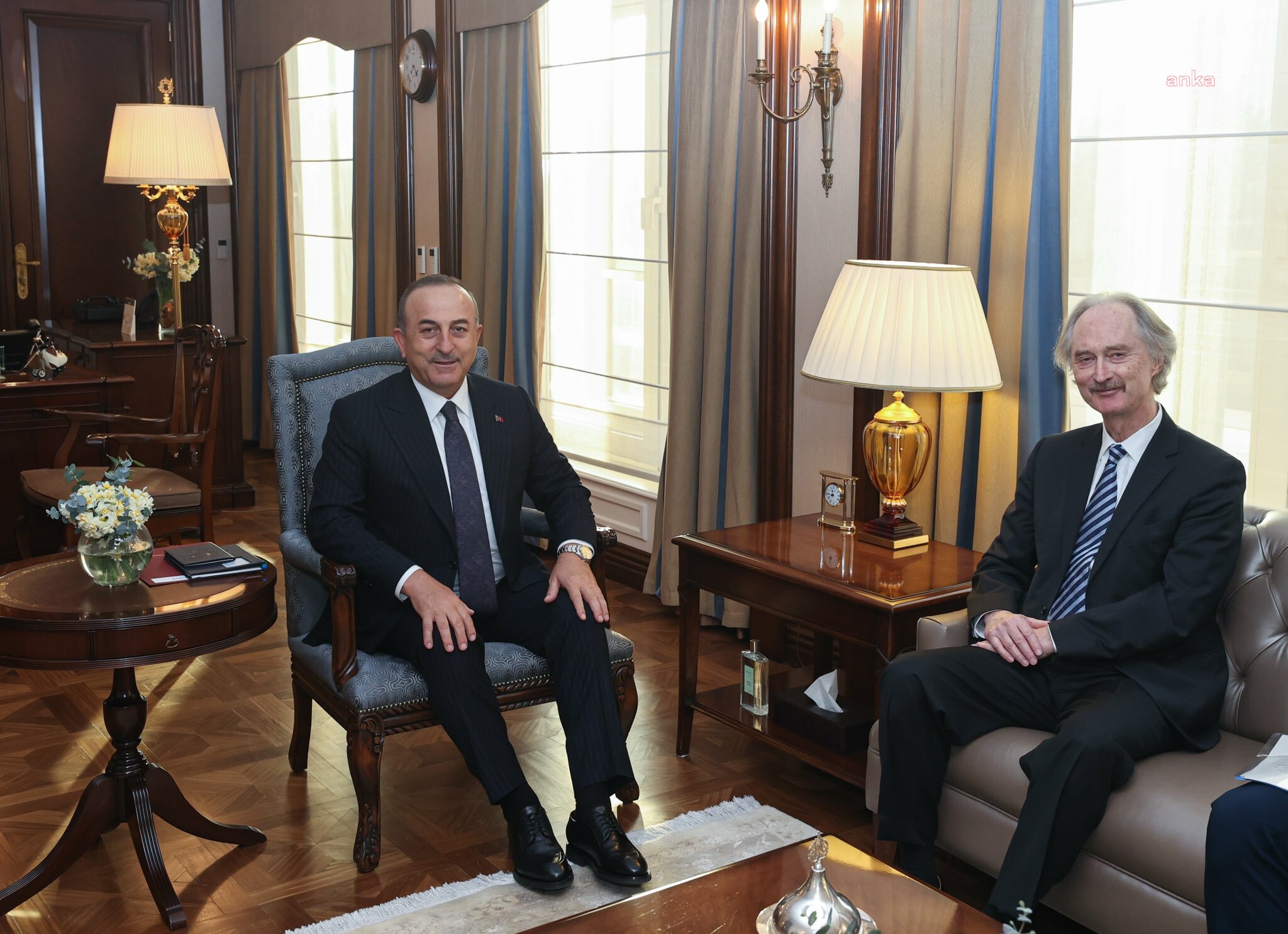MEVLÜT ÇAVUŞOĞLU, BM GENEL SEKRETERİ'NİN SURİYE ÖZEL TEMSİLCİSİ GEIR PEDERSEN İLE GÖRÜŞTÜ