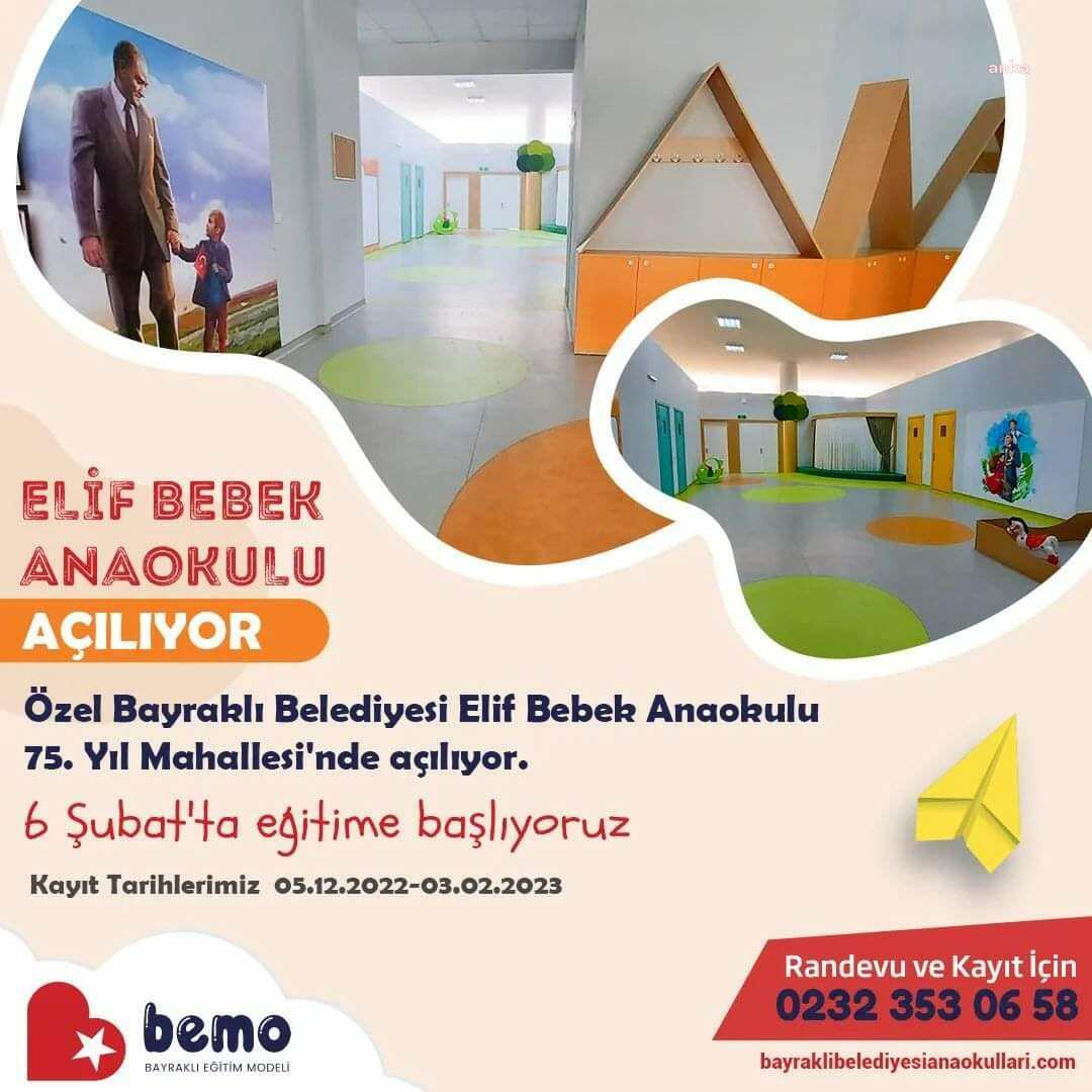 BAYRAKLI BELEDİYESİ’NİN ELİF BEBEK ANAOKULU’NA SON BAŞVURULAR 3 ŞUBAT’TA