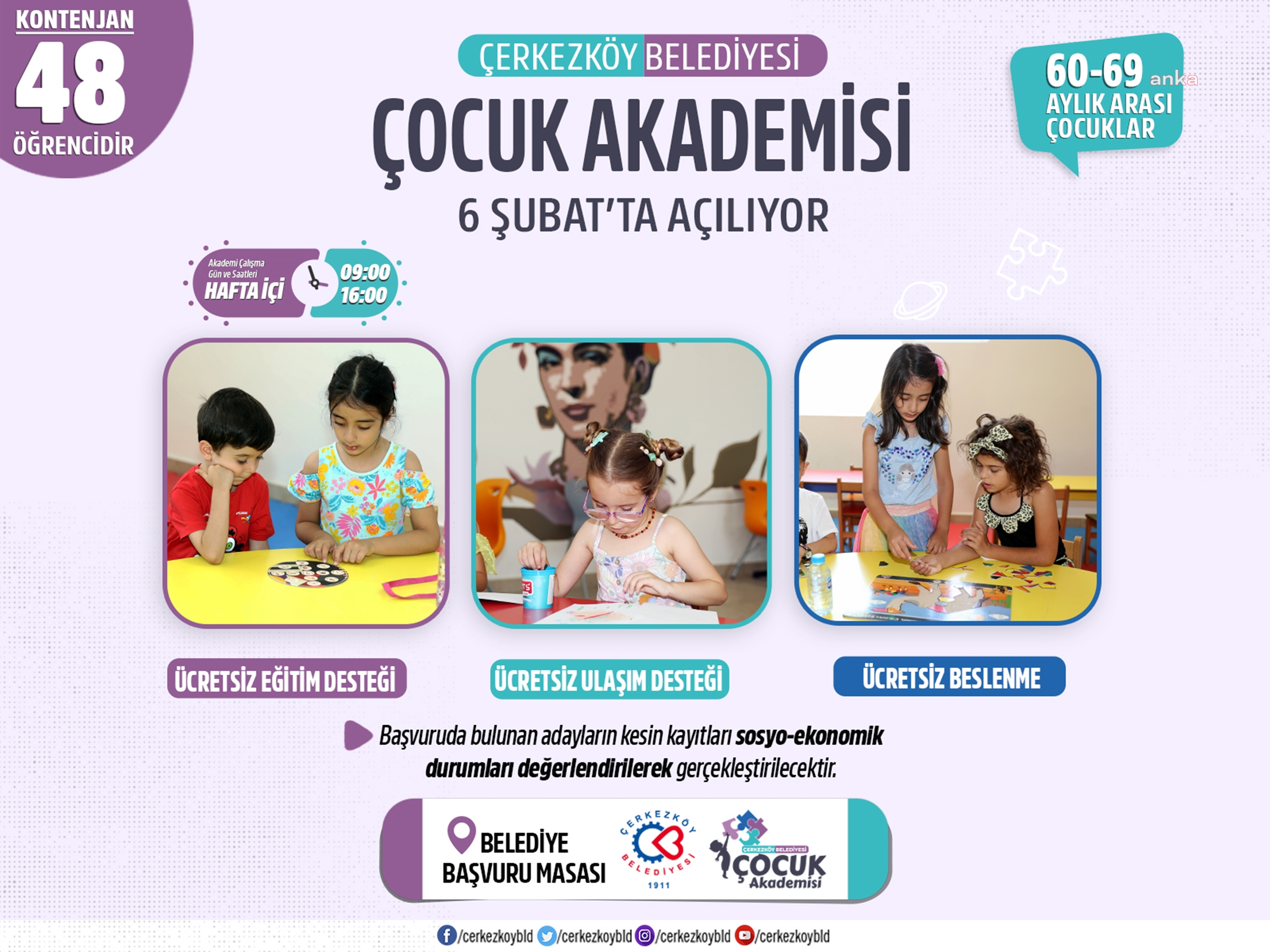 ÇERKEZKÖY BELEDİYESİ, ÇOCUK AKADEMİSİ 6 ŞUBAT’TA AÇILIYOR